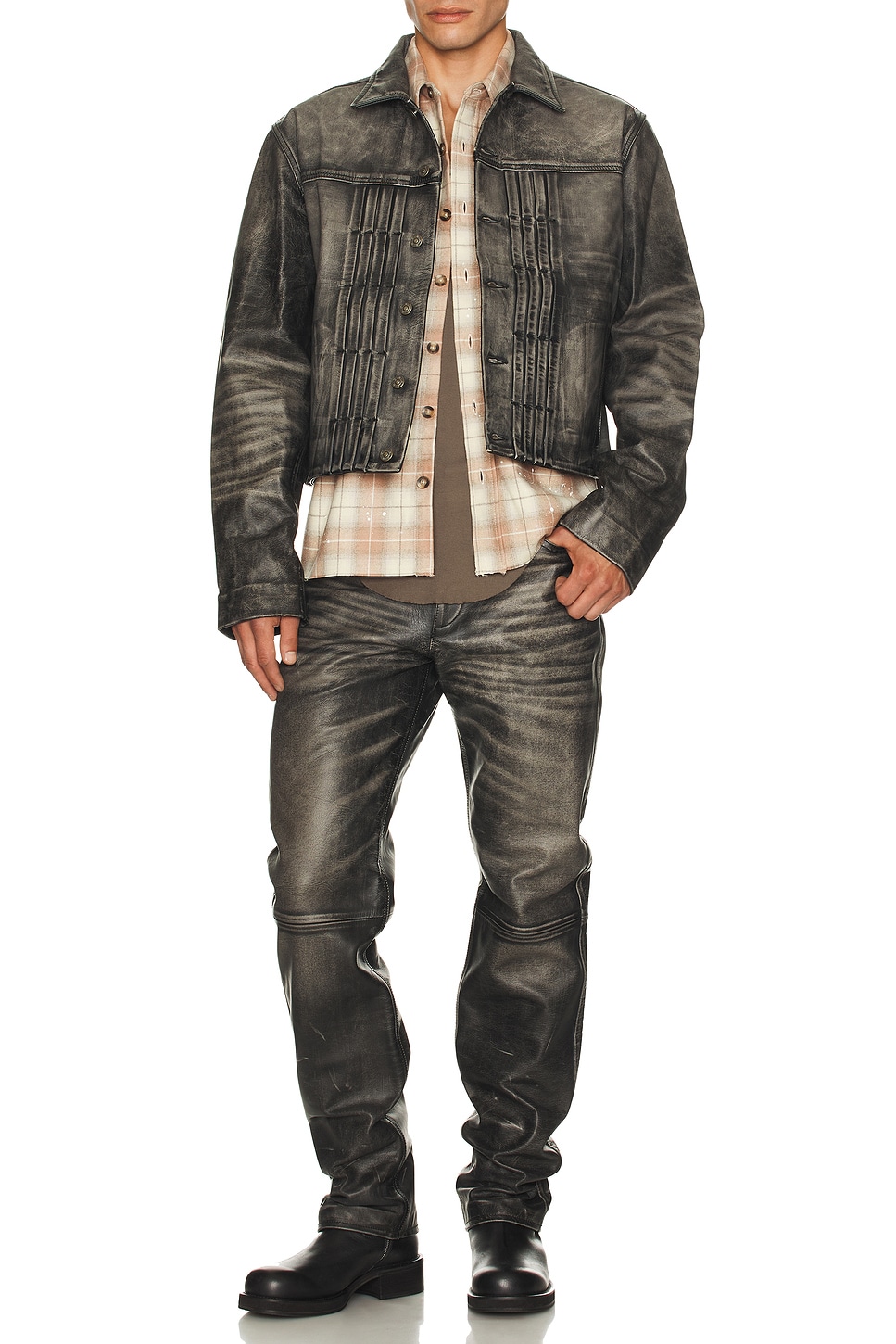 Image 1 of 424 Leather Fivepocket Leather Jean in Black