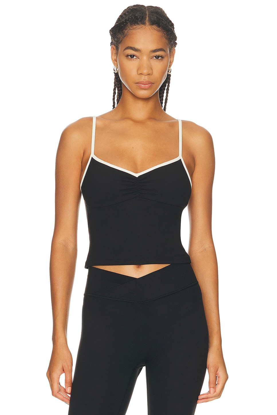 Image 1 of 437 The Ballet Tank Top in Black & Creme