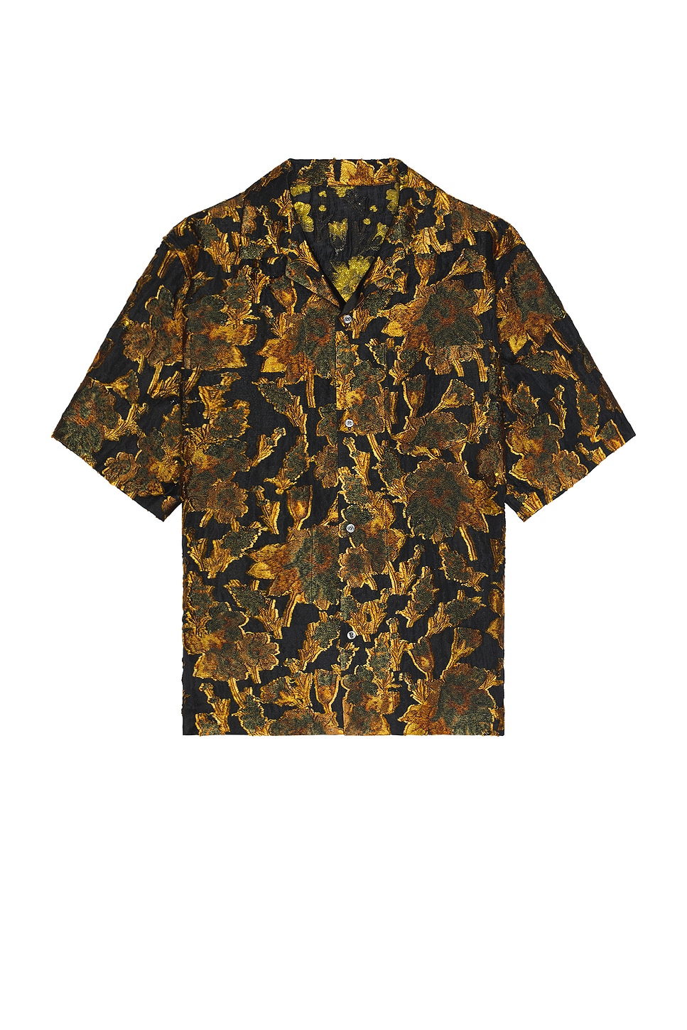 Image 1 of 4SDESIGNS Reversible Camp Shirt in Yellow & Black