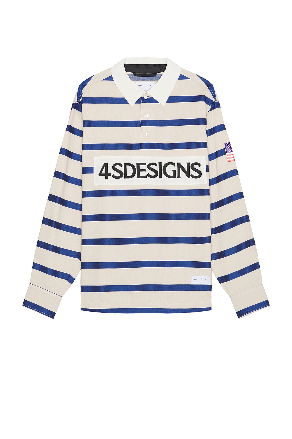 Image 1 of 4SDESIGNS Rugby Shirt in Off White & Navy