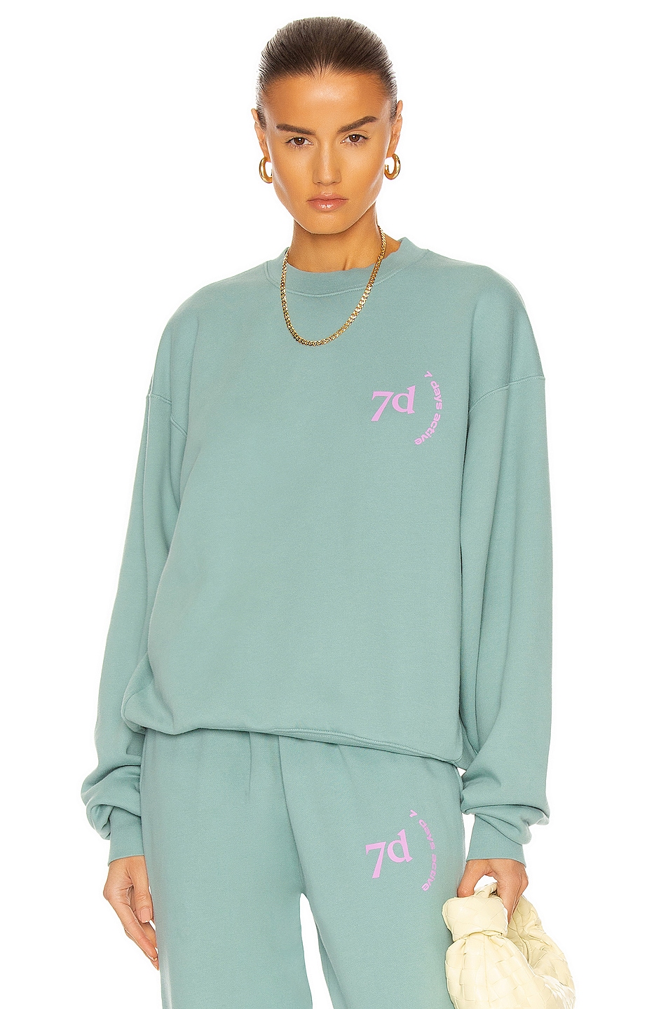 Image 1 of 7 Days Active Oversized Monday Crew Neck Sweatshirt in Silver Blue
