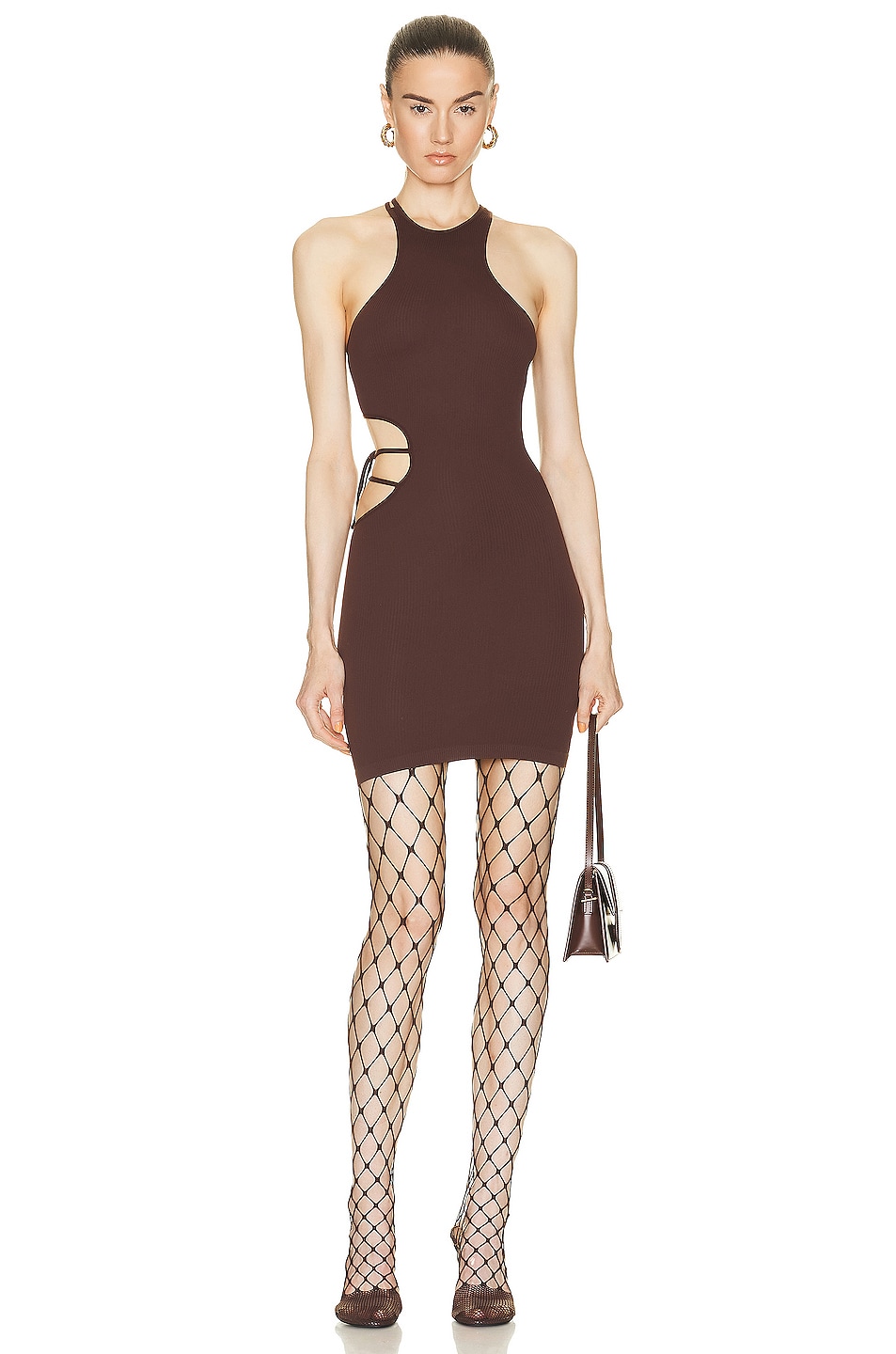 Image 1 of Andreadamo Mini Dress with Cut Outs in Nude