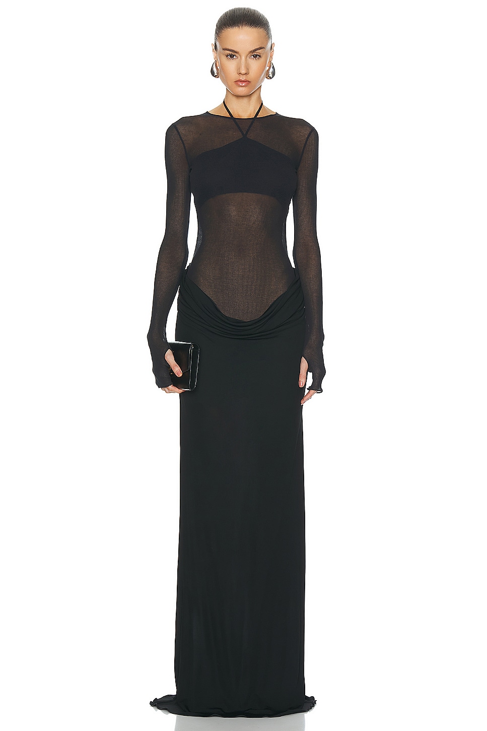 Image 1 of Andreadamo Jersey Long Dress in Black