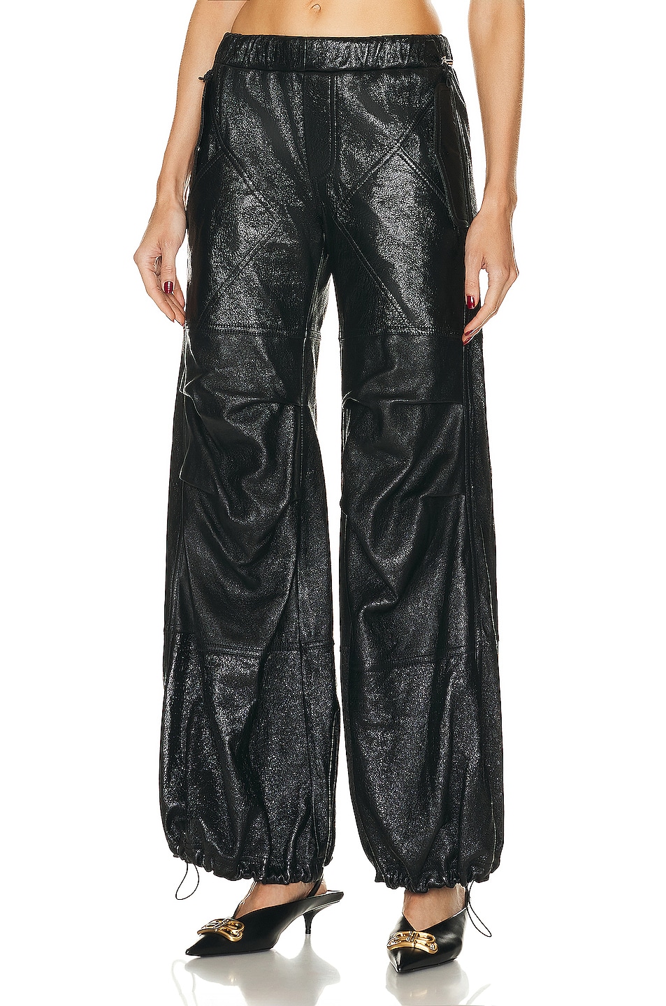 Image 1 of Andreadamo Wet Leather Cargo Pant in Wet Black