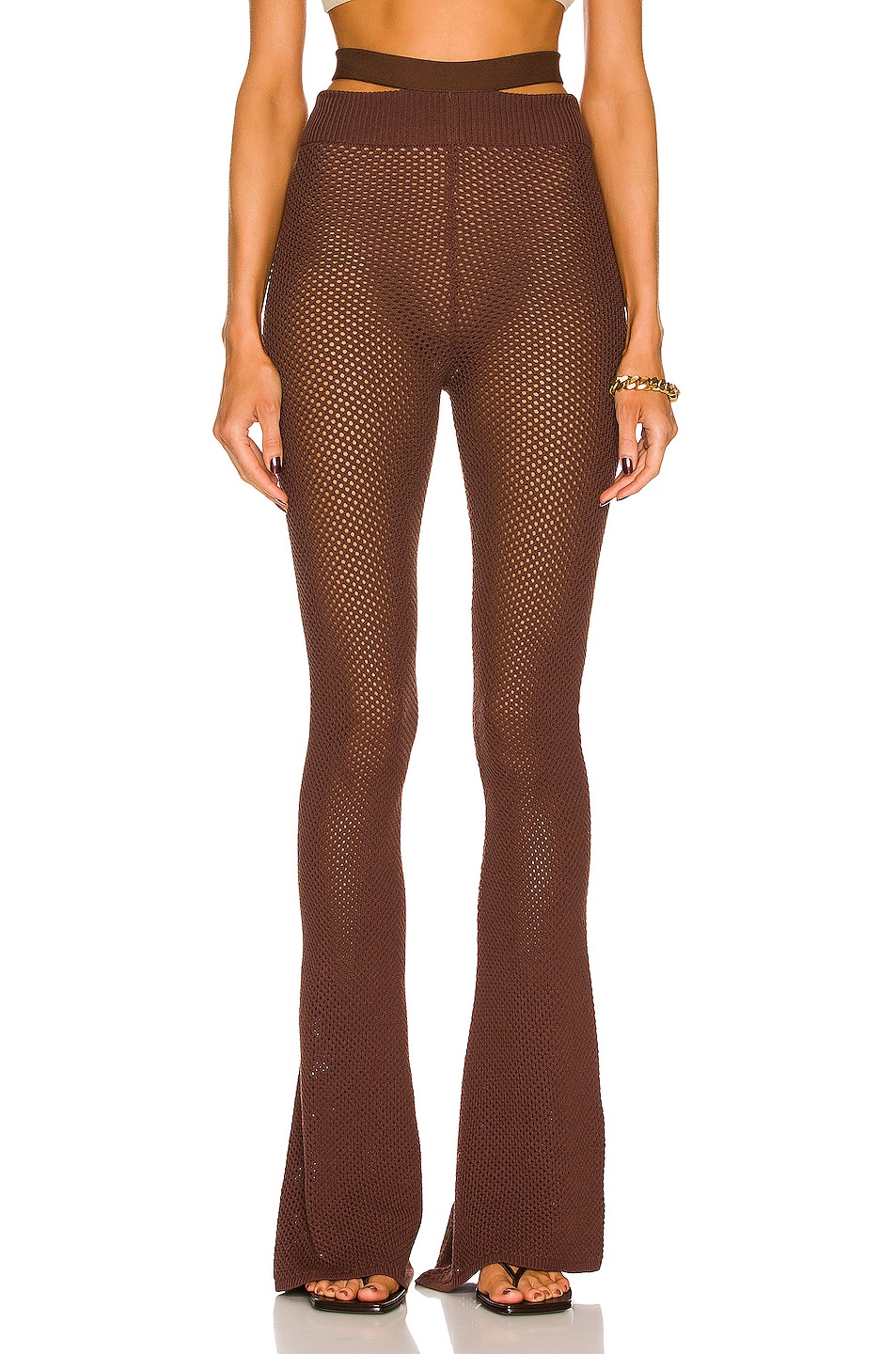Image 1 of Andreadamo Fishnet Knit Pants in Nude 003