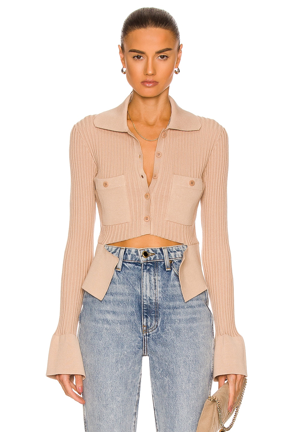 Image 1 of Andreadamo Ribbed Knit Top in Nude 001