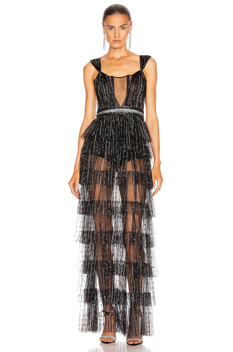 Image 1 of Aadnevik Layered Sparkle Gown in Black