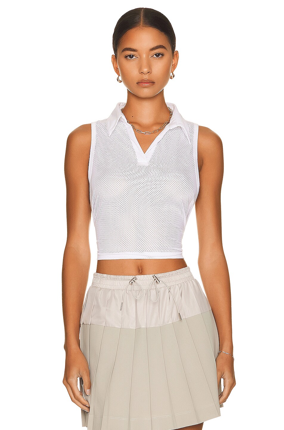 Image 1 of ALALA Tie Back Polo Top in White