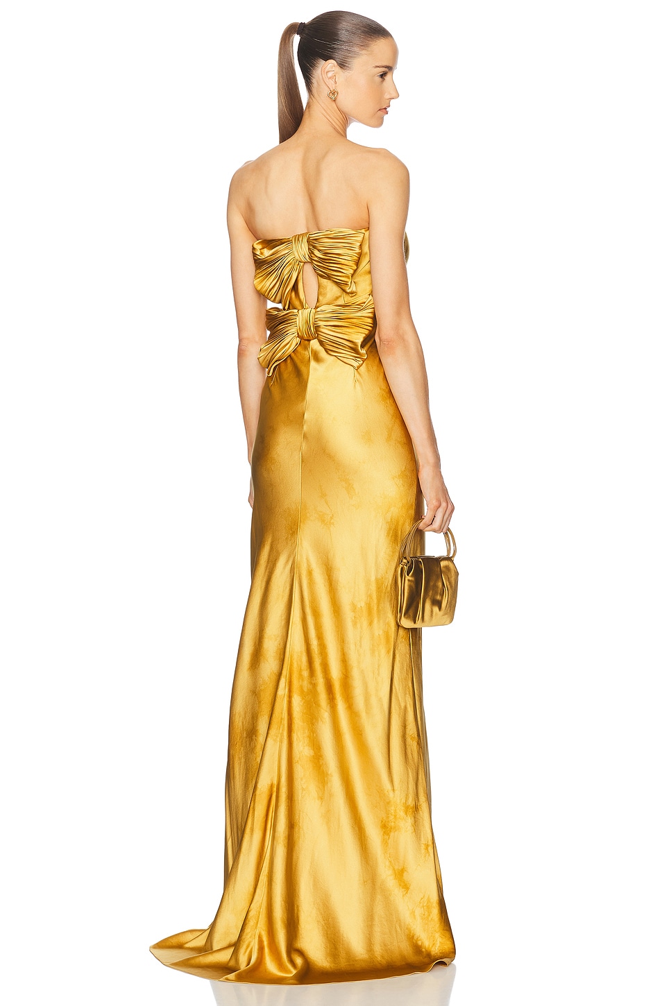 Bustier Bow Gown in Metallic Gold