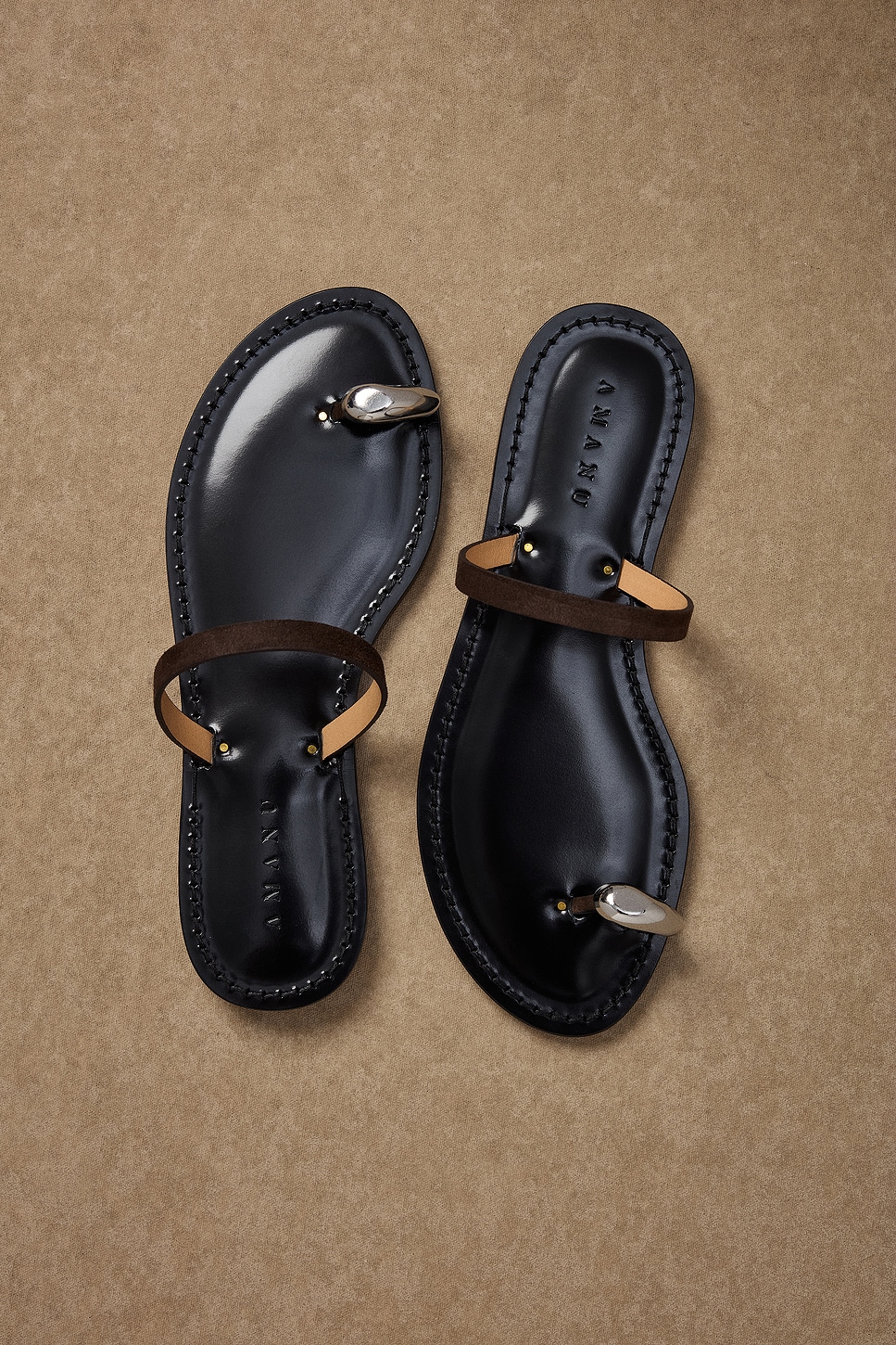 Image 1 of Amanu for FWRD Kibera Sandal in Chocolate Suede & Silver