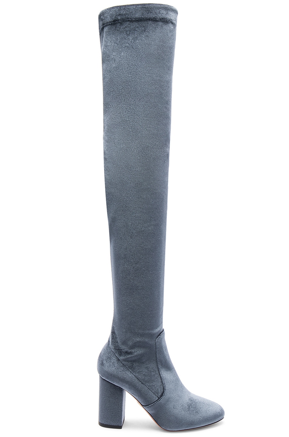 Image 1 of Aquazzura Velvet So Me Boots in Sage Grey Velvet