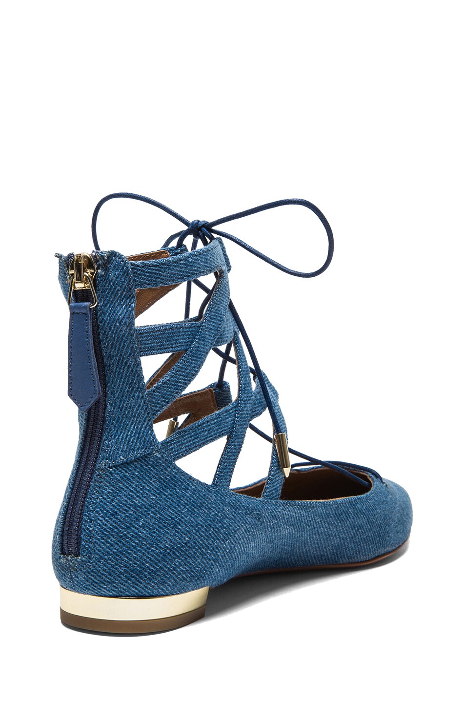 Aquazzura Belgravia Denim Flats in Blue Washed | FWRD