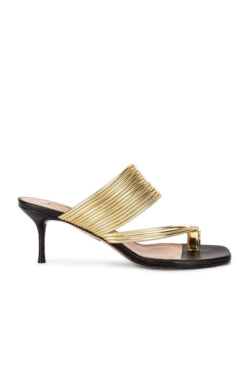 Image 1 of Aquazzura Sunny 60 Sandal in Black & Gold