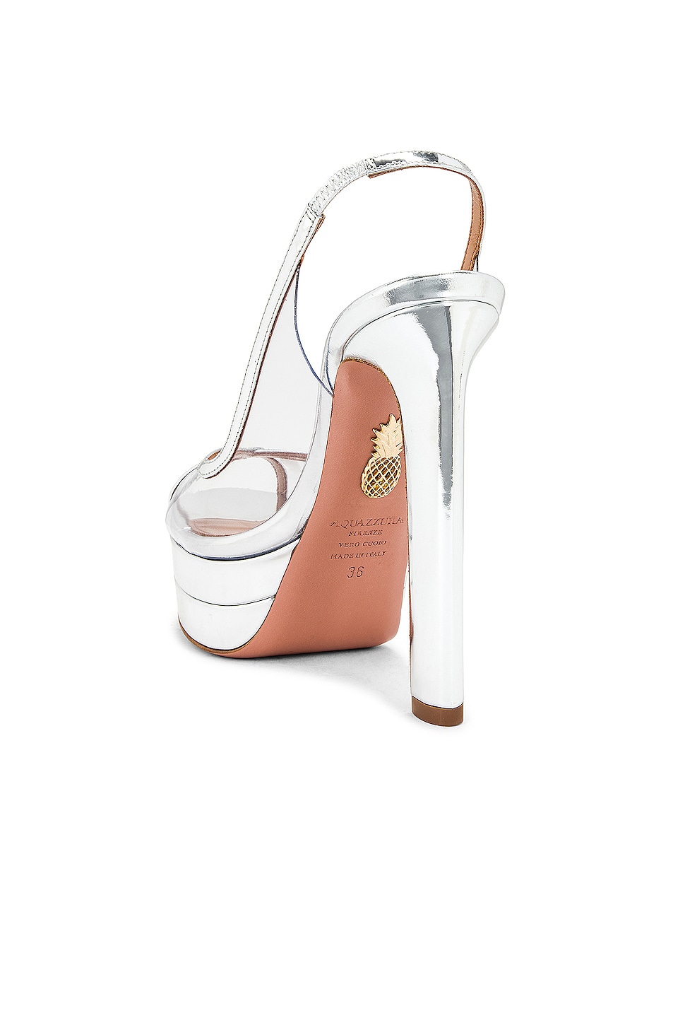 Aquazzura Temptation 130 Plateau Sandal in Silver | FWRD