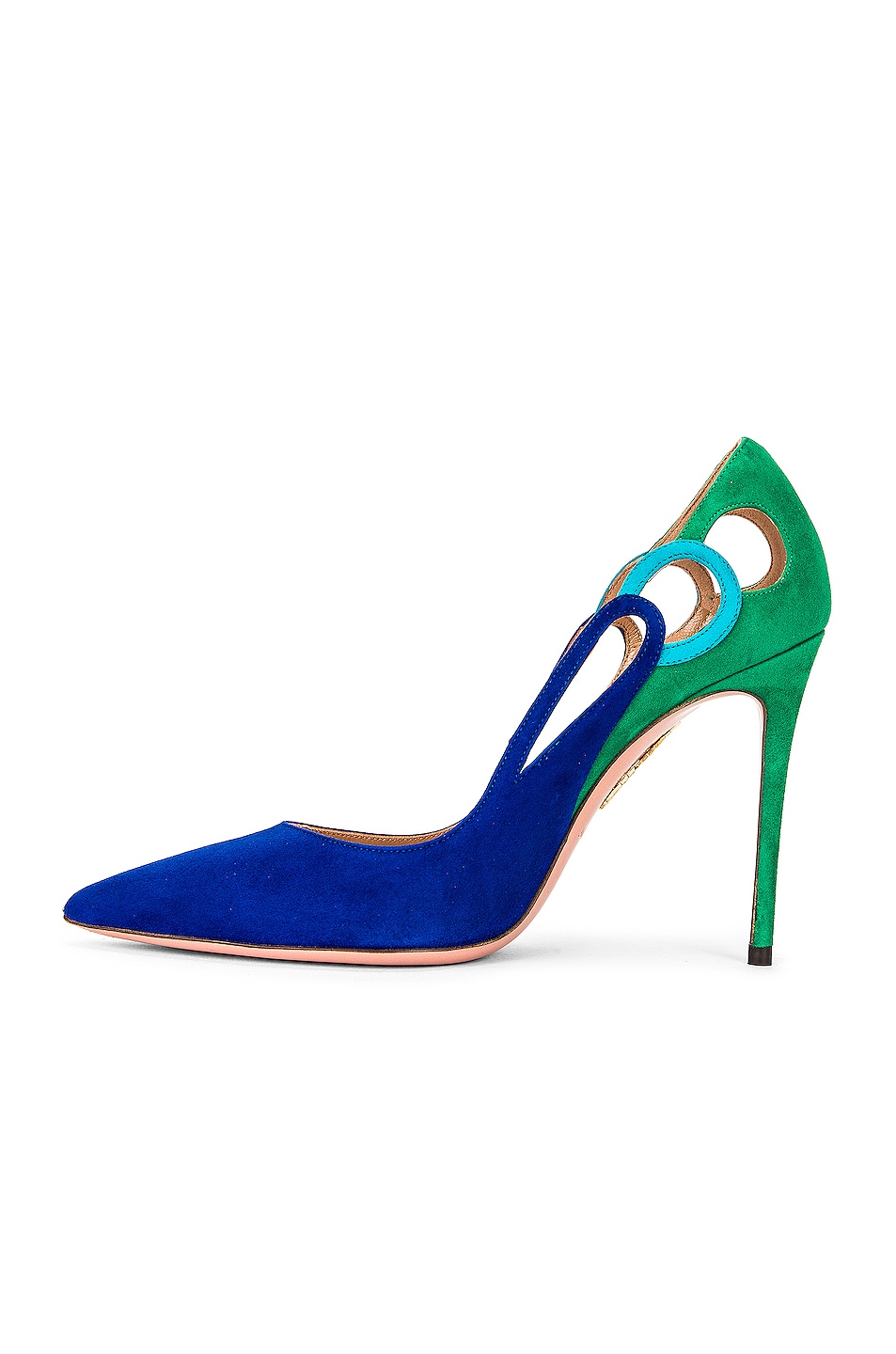 Aquazzura Fenix 105 Pump in Lapis Blue, Lagoon Blue & Rich Emerald | FWRD