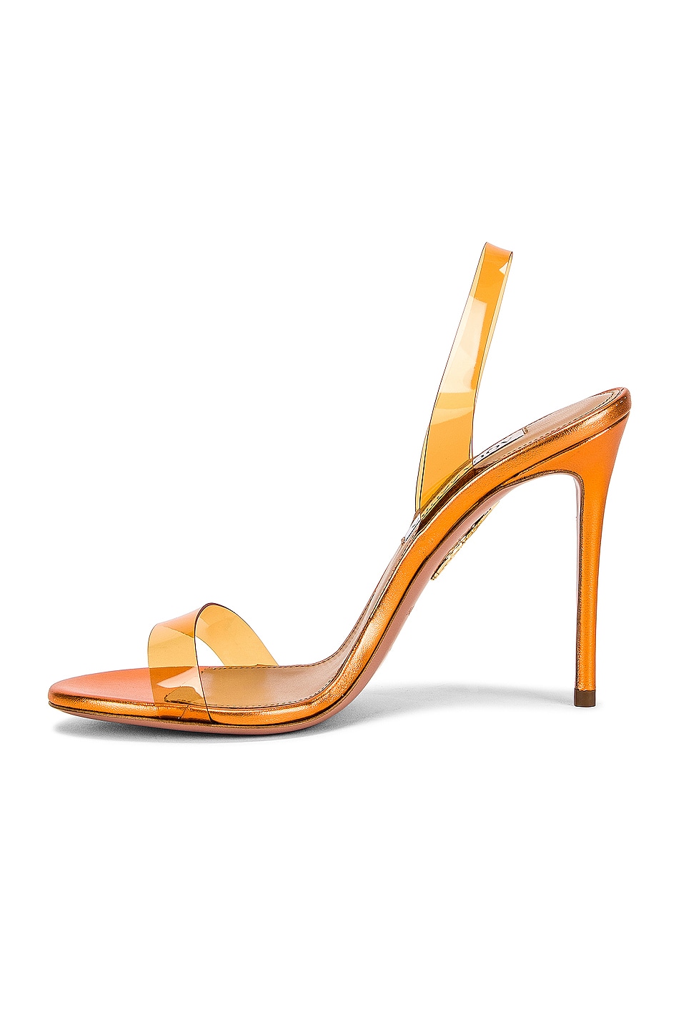 Aquazzura So Nude Plexi 105 Sandal in Mandarin | FWRD