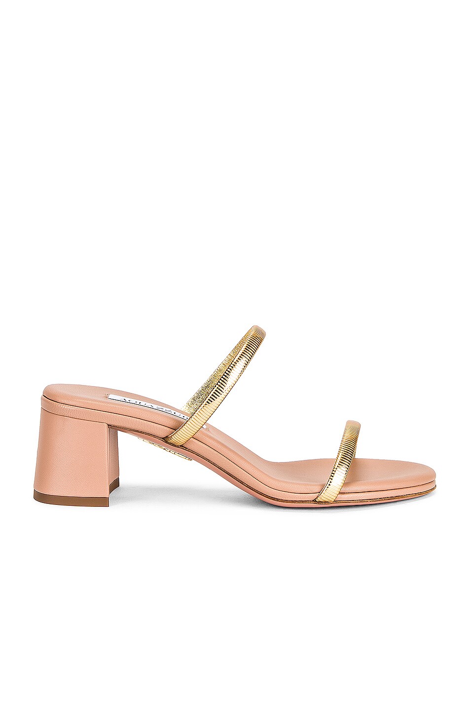 Image 1 of Aquazzura Laguna 50 Sandal in Gold & Powder Pink