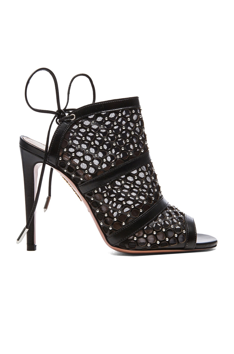 Image 1 of Aquazzura Blondie Mesh & Leather Heels in Black