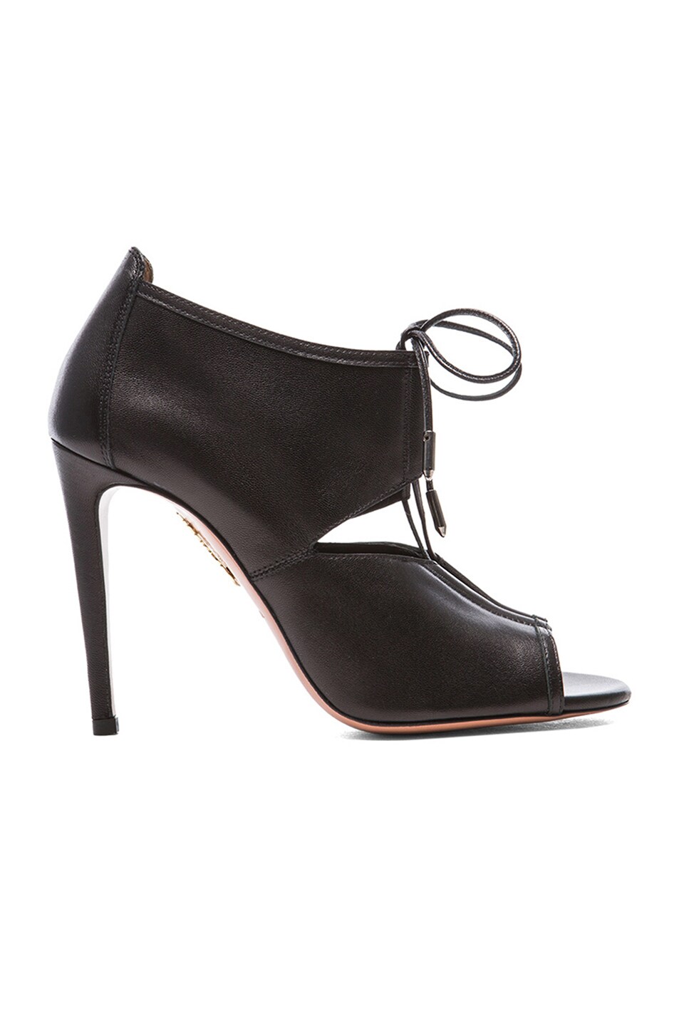 Image 1 of Aquazzura Lace Me Up Leather Booties in Black