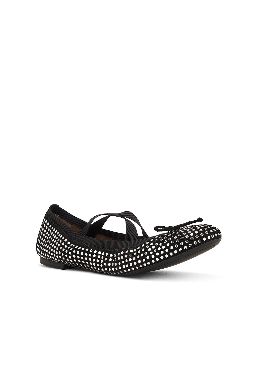 Aquazzura Shiny Disc Covered Ballet Flats In Black & Silver