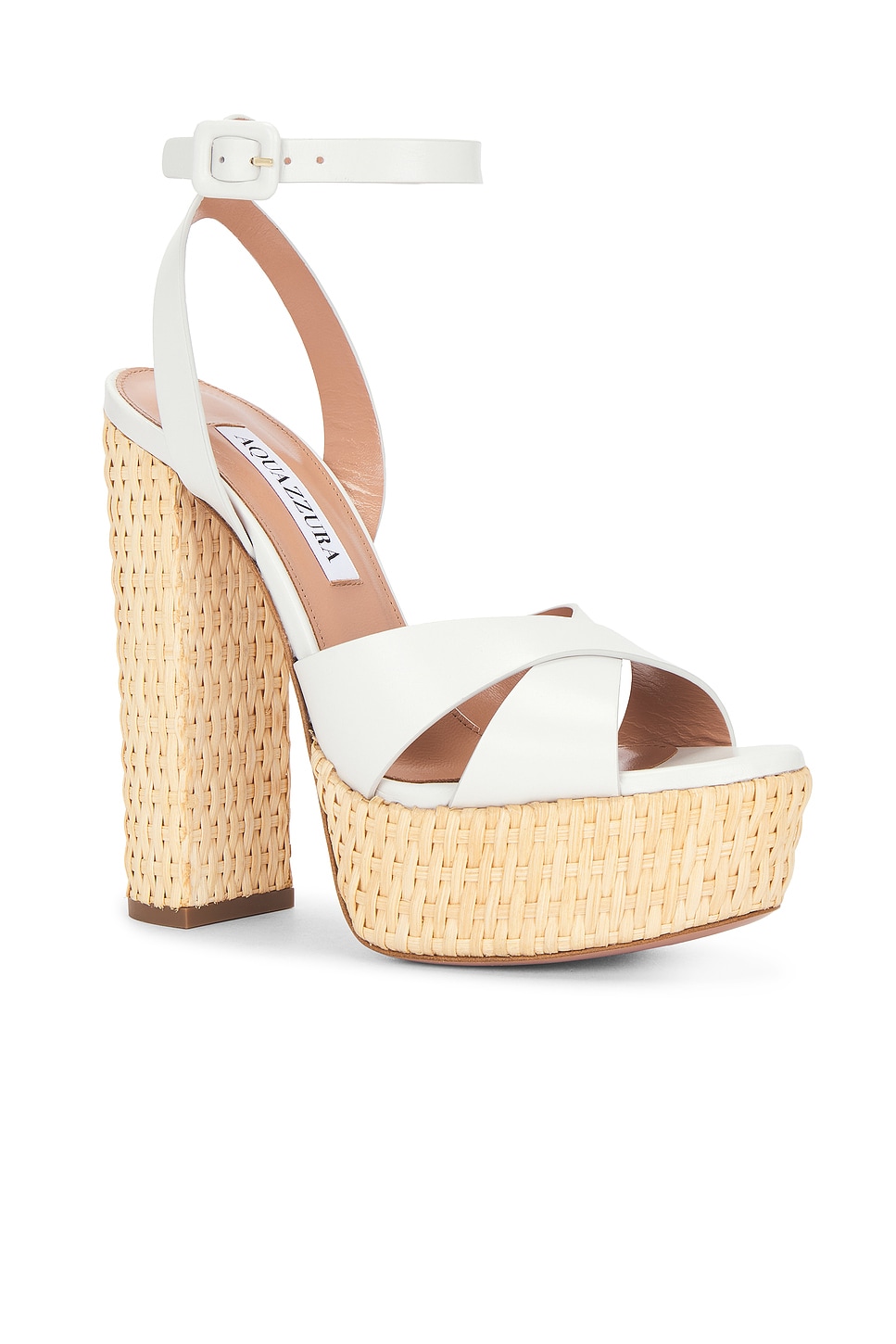 Aquazzura Sunseeker 140 Leather Platform Sandals In White