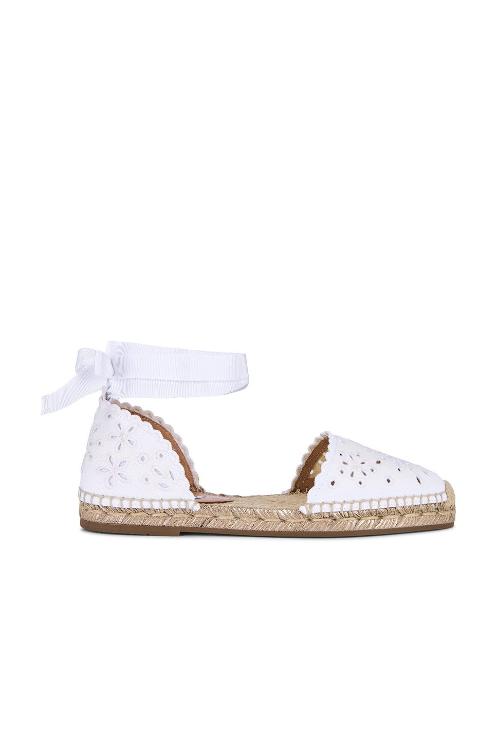Broderie Espadrille Flat in White