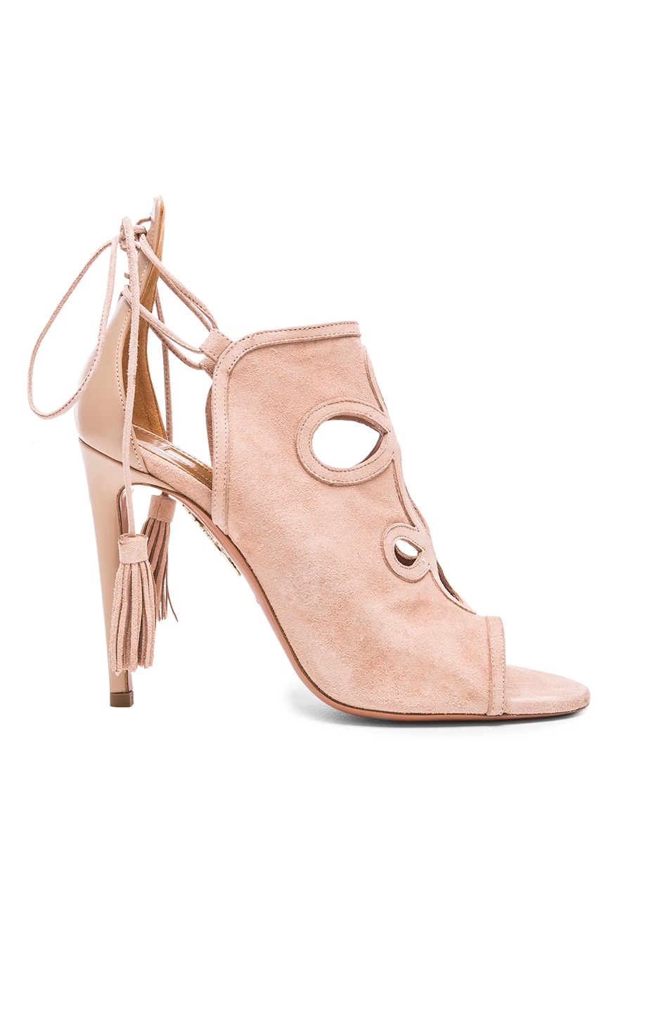 Image 1 of Aquazzura Get Me Everywhere Suede Heels in Vintage Pink