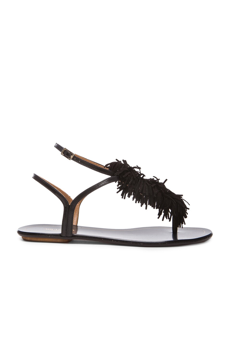 Image 1 of Aquazzura Wild Thing Leather & Suede Flats in Black