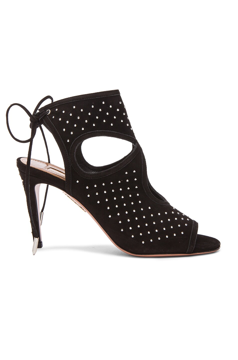 Image 1 of Aquazzura Studded Sexy Thing Suede Heels in Black