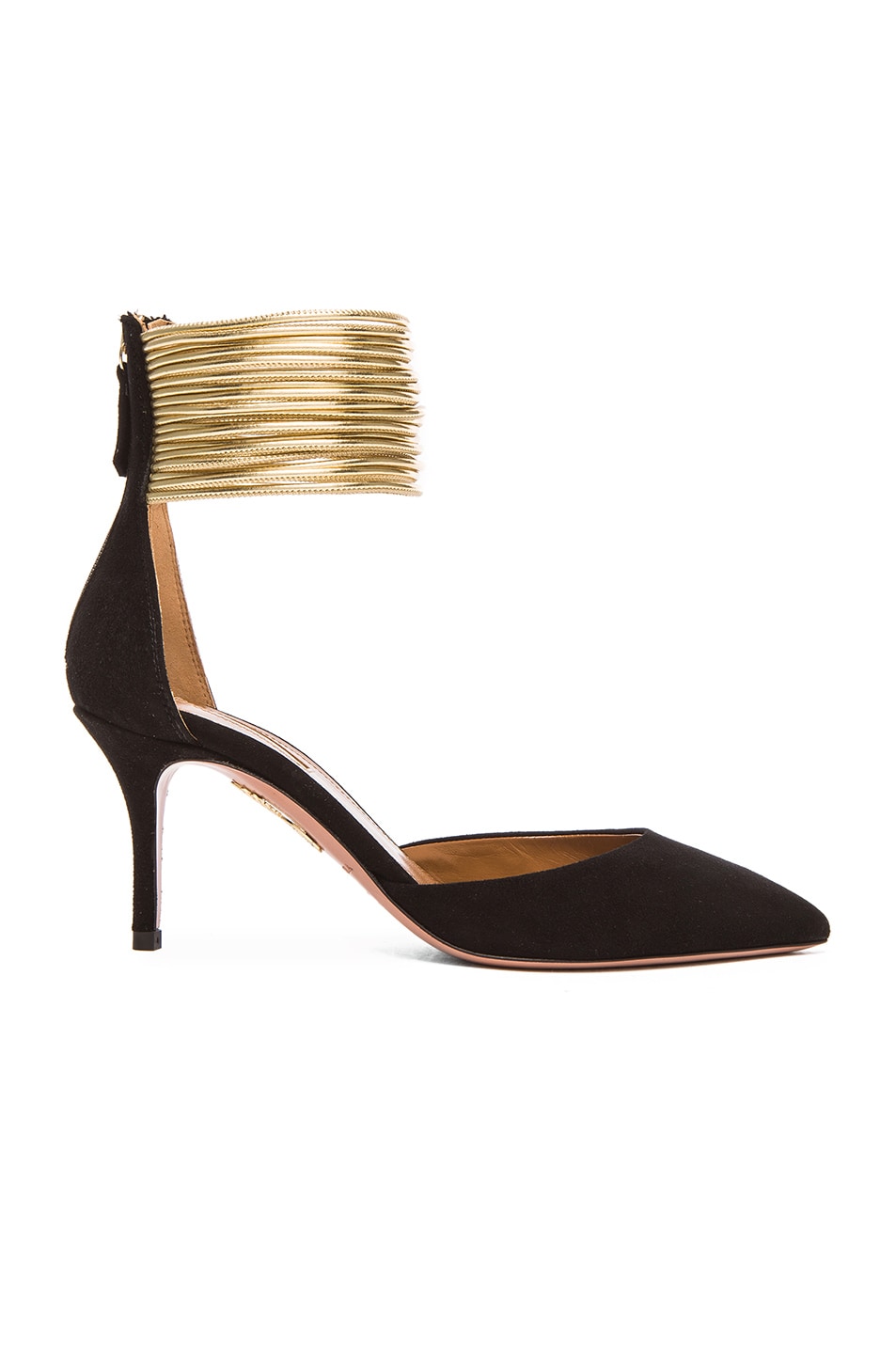 Image 1 of Aquazzura Hello Lover Suede Heels in Black