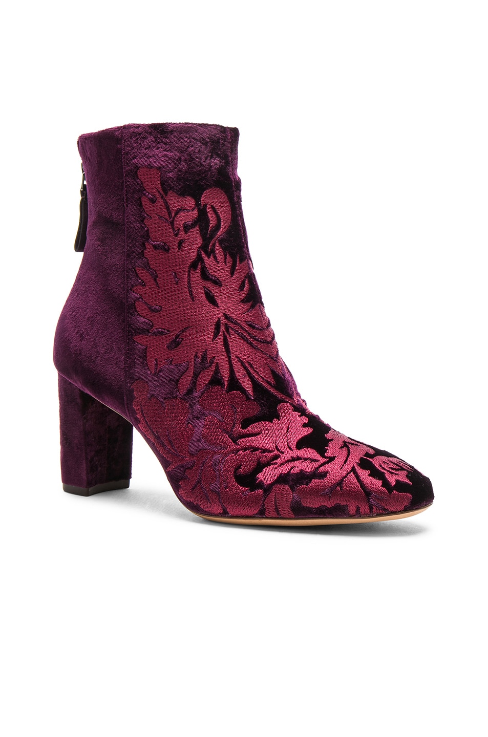 ALEXANDRE Birman Regina Embroidered Velvet Boot Wineberry Velvet boots Velvet ankle boots