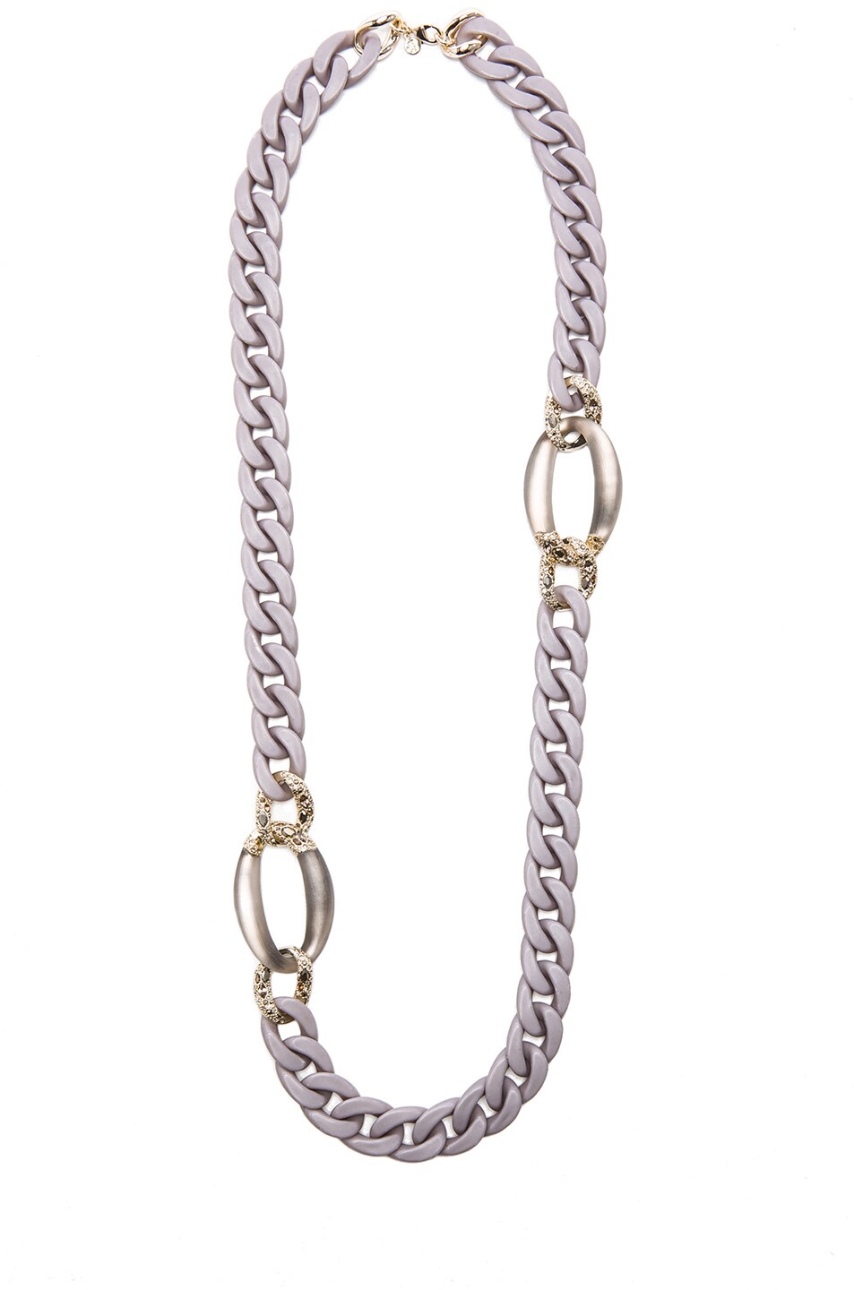 Image 1 of Alexis Bittar Neo Bohemian Gold Pave Link & Resin Chain Station Necklace in Gray