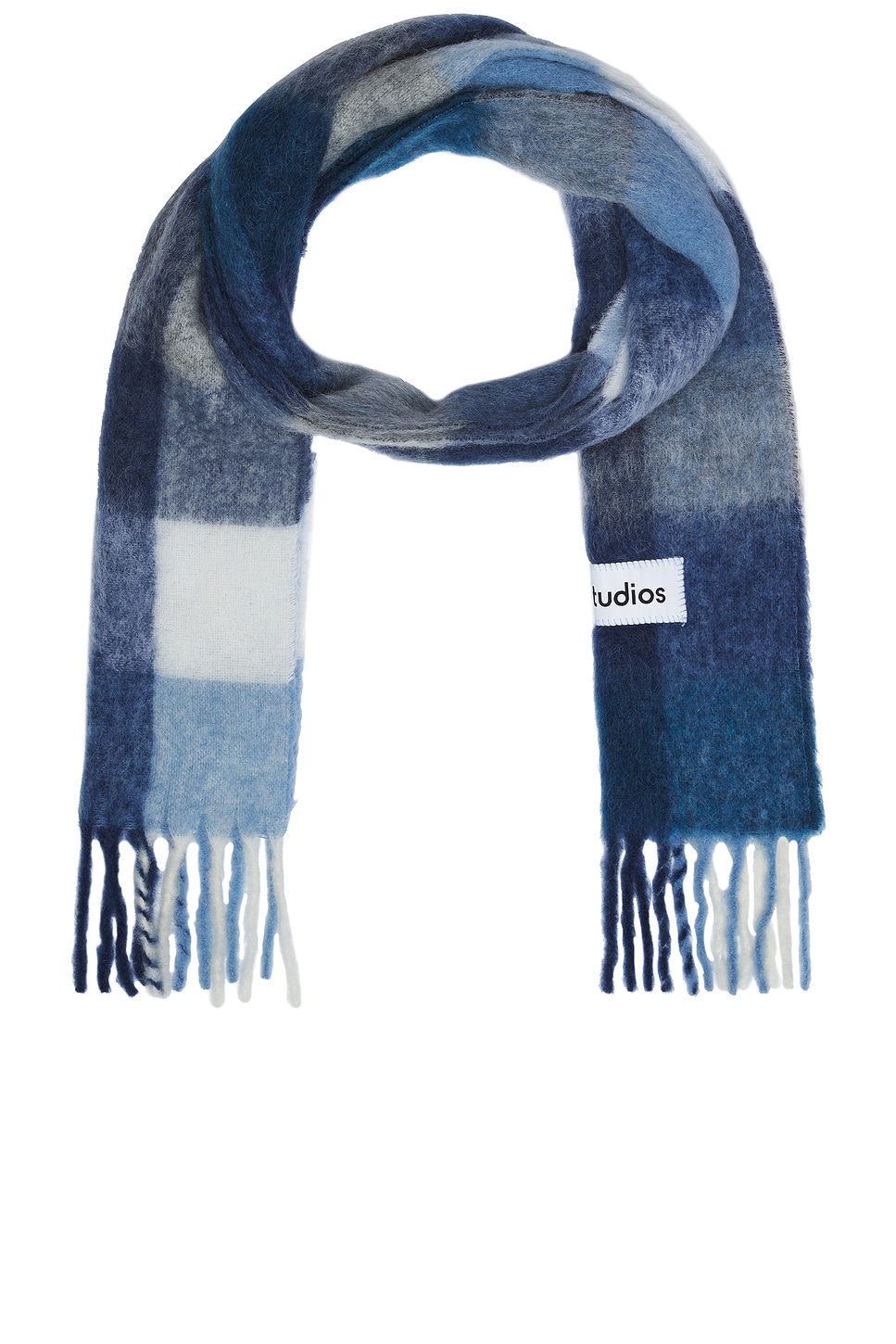 Shop Acne Studios Scarf In Indigo  Grey  & Light Blue