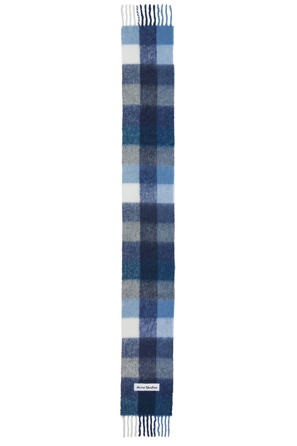 Shop Acne Studios Scarf In Indigo  Grey  & Light Blue