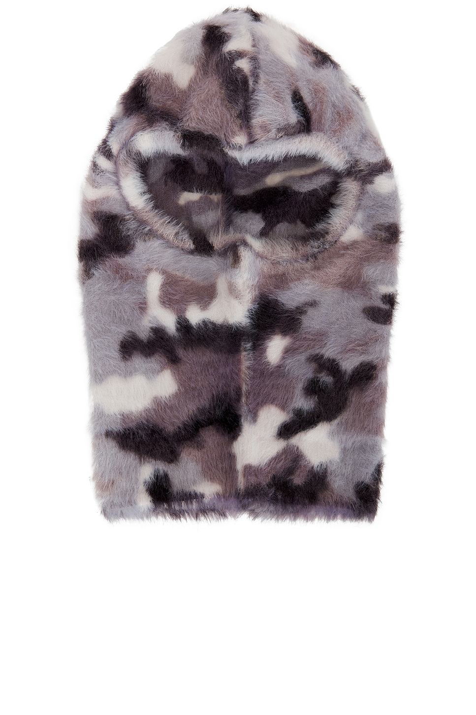 Acne Studios Camouflage Faux Fur Balaclava In Shark Grey & Multi
