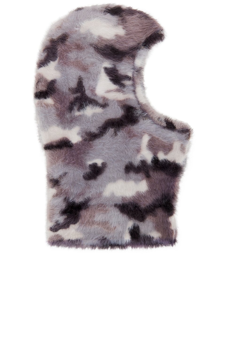 Acne Studios Camouflage Faux Fur Balaclava In Shark Grey & Multi
