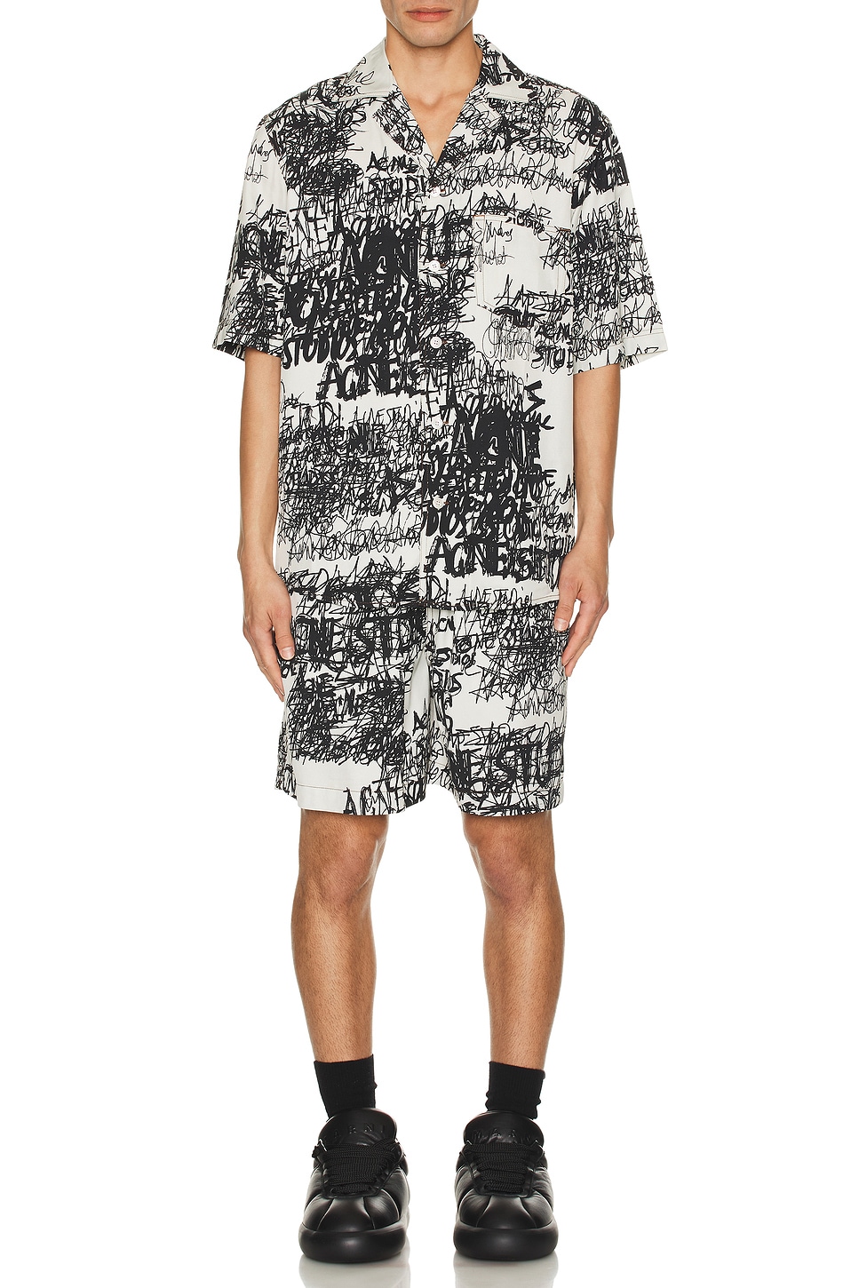 Image 1 of Acne Studios Shorts in Light Grey & Black