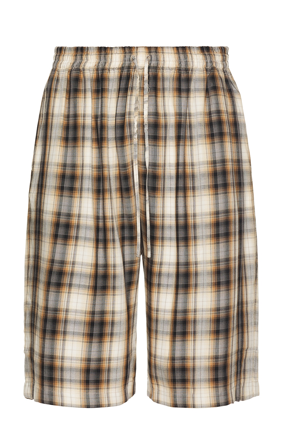Ressa Optic Check Flannel Shorts in Biege,Black