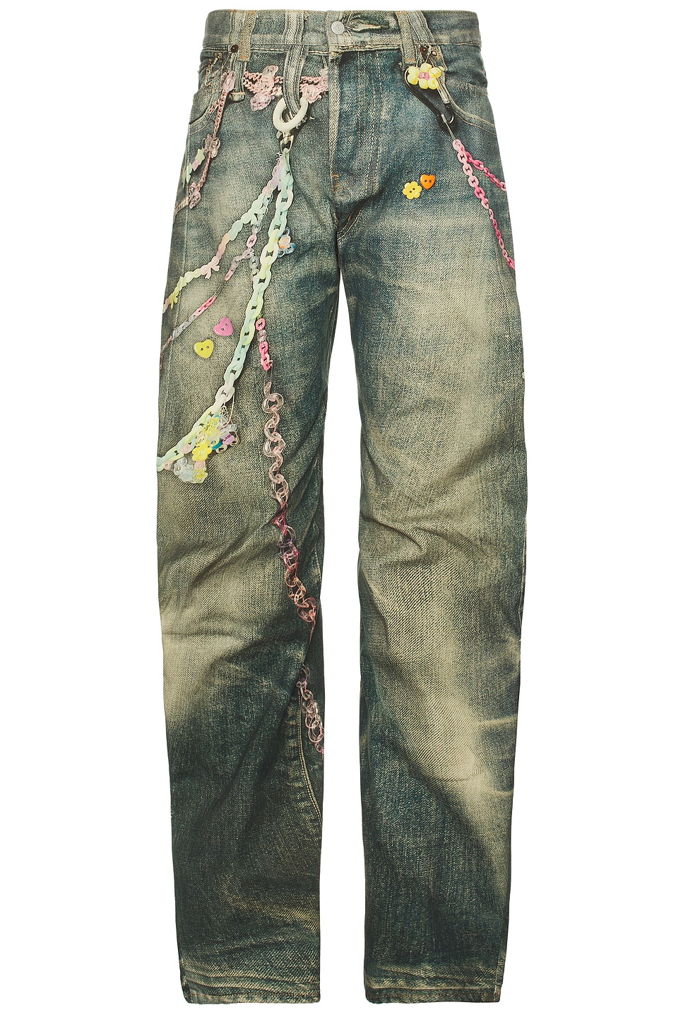 Image 1 of Acne Studios 2006m Kawaii Keychains Trompe L'oeil Denim Jean in Mid Blue