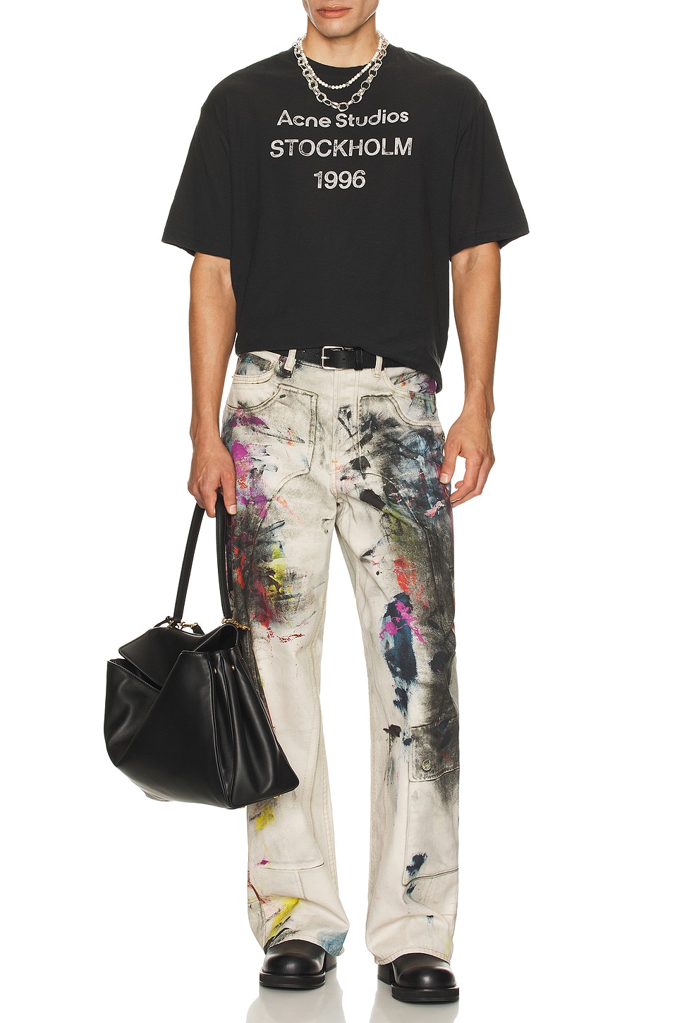 Image 1 of Acne Studios 1981 Painter Decorator Trouser in White & Multi