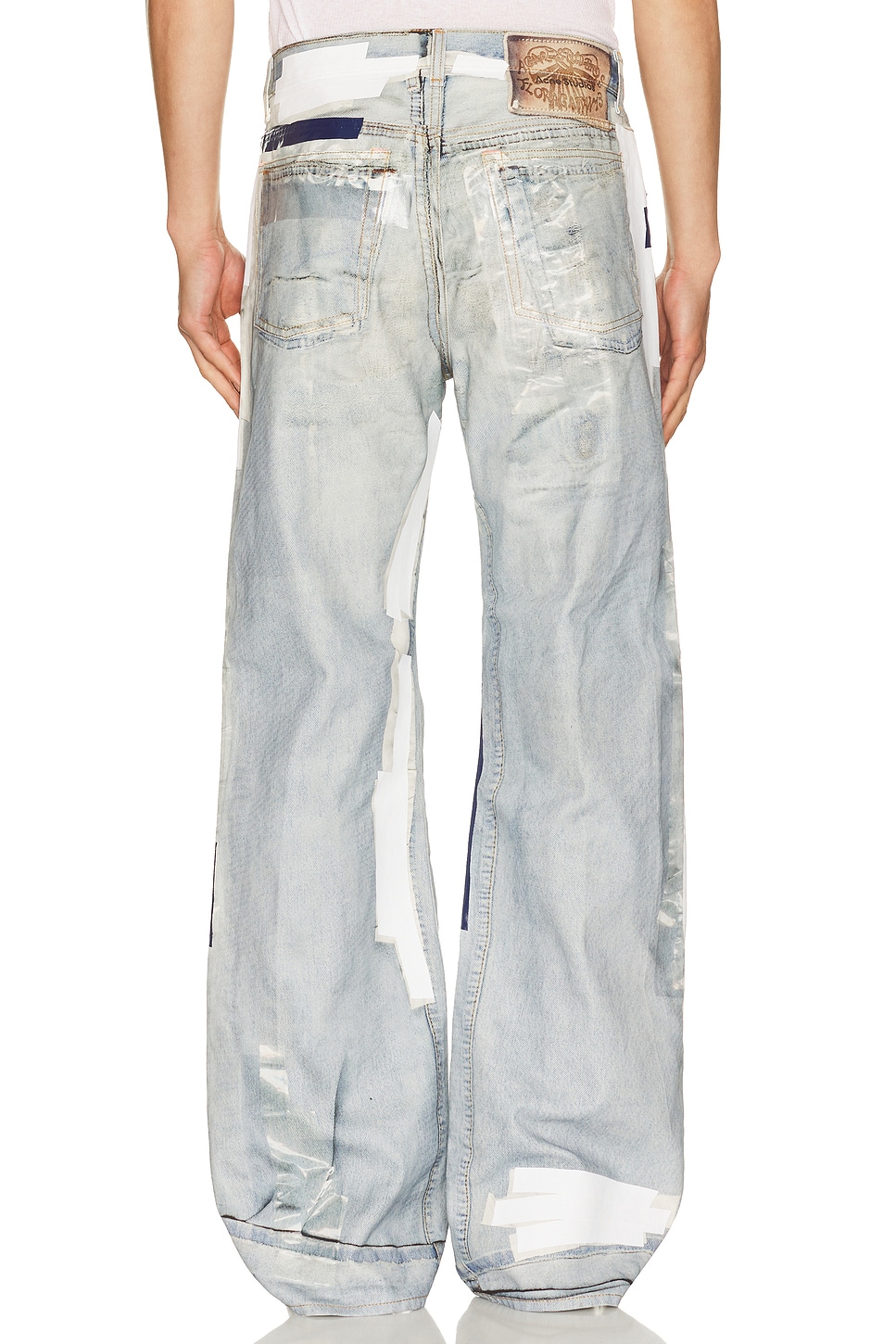 Acne Studios Denim Straight Jeans Distressed Patchwork Five Pocket In Blue