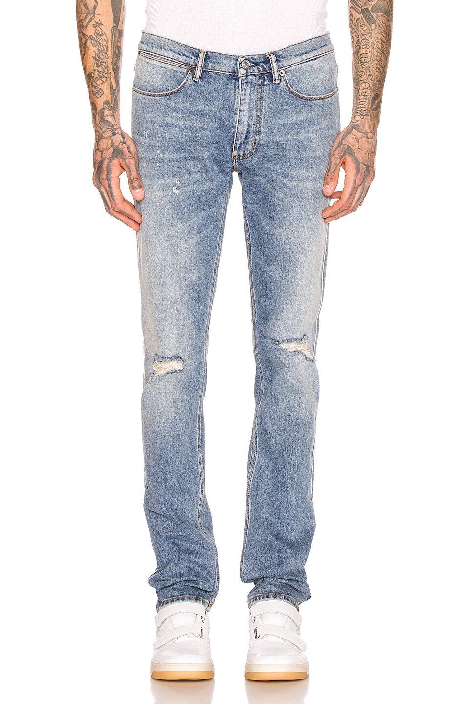 Image 1 of Acne Studios Max Mid Ripped 5 Pocket Denim Jeans in Indigo