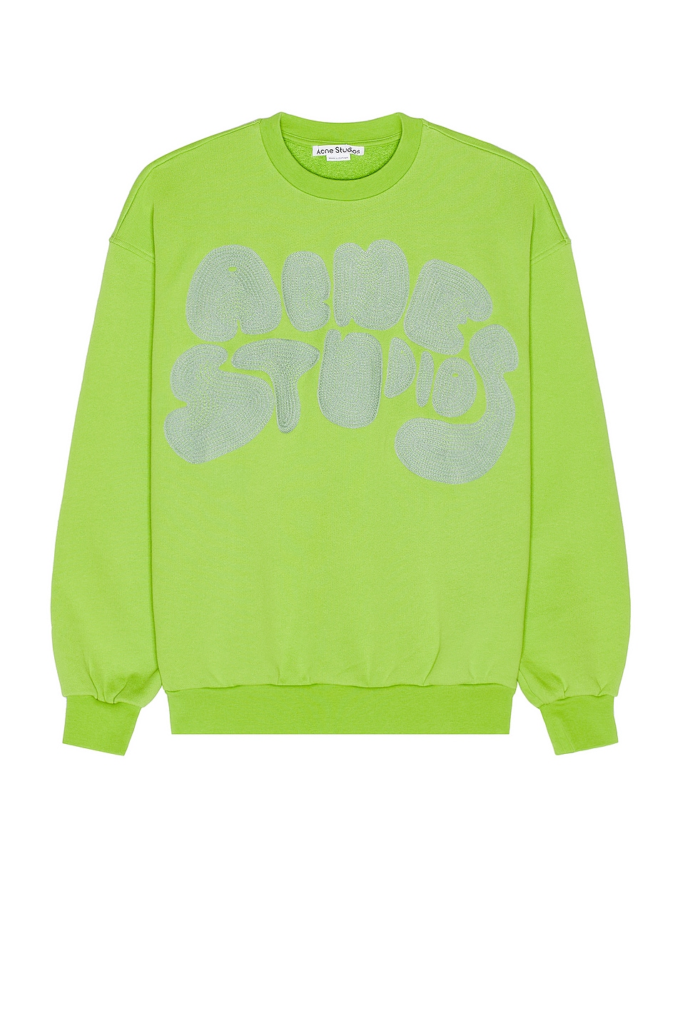 Image 1 of Acne Studios Fyre Bubble Logo Sweater in Lime Green
