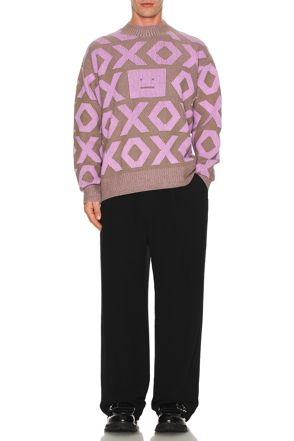 Image 1 of Acne Studios Sweater in Khaki Beige & Smoky Purple