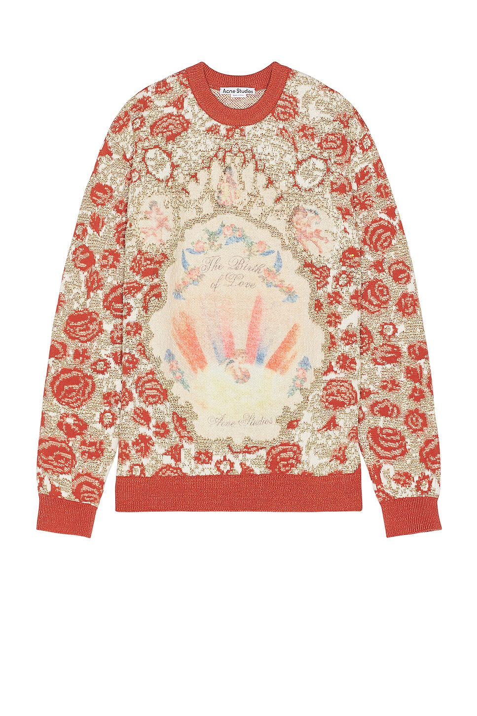 Image 1 of Acne Studios Graphic Sweater in Blossom Pink & Gold