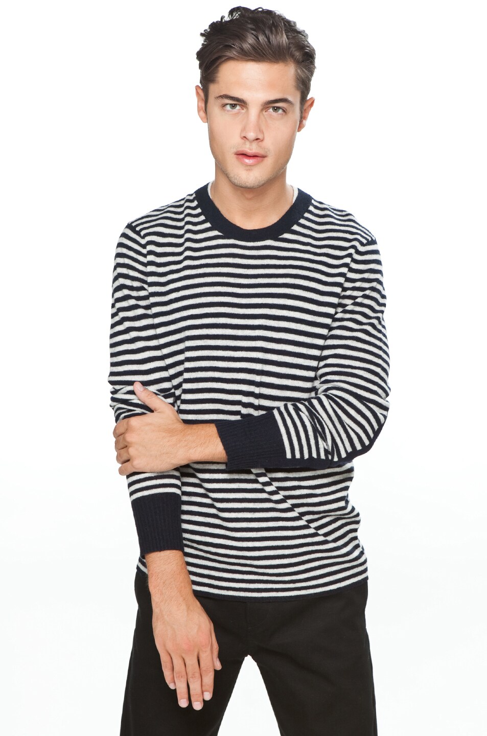 Image 1 of Acne Studios Cerbourg Lightweight Knit in Navy Striped