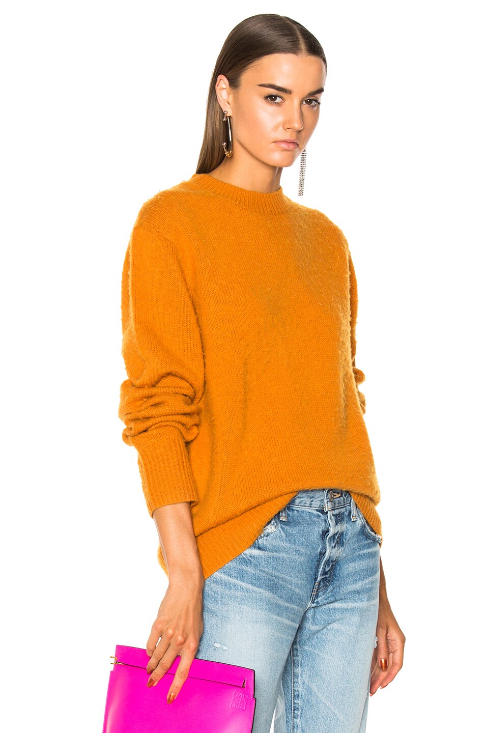 Image 1 of Acne Studios Peele Pullover Sweater in Amber Orange