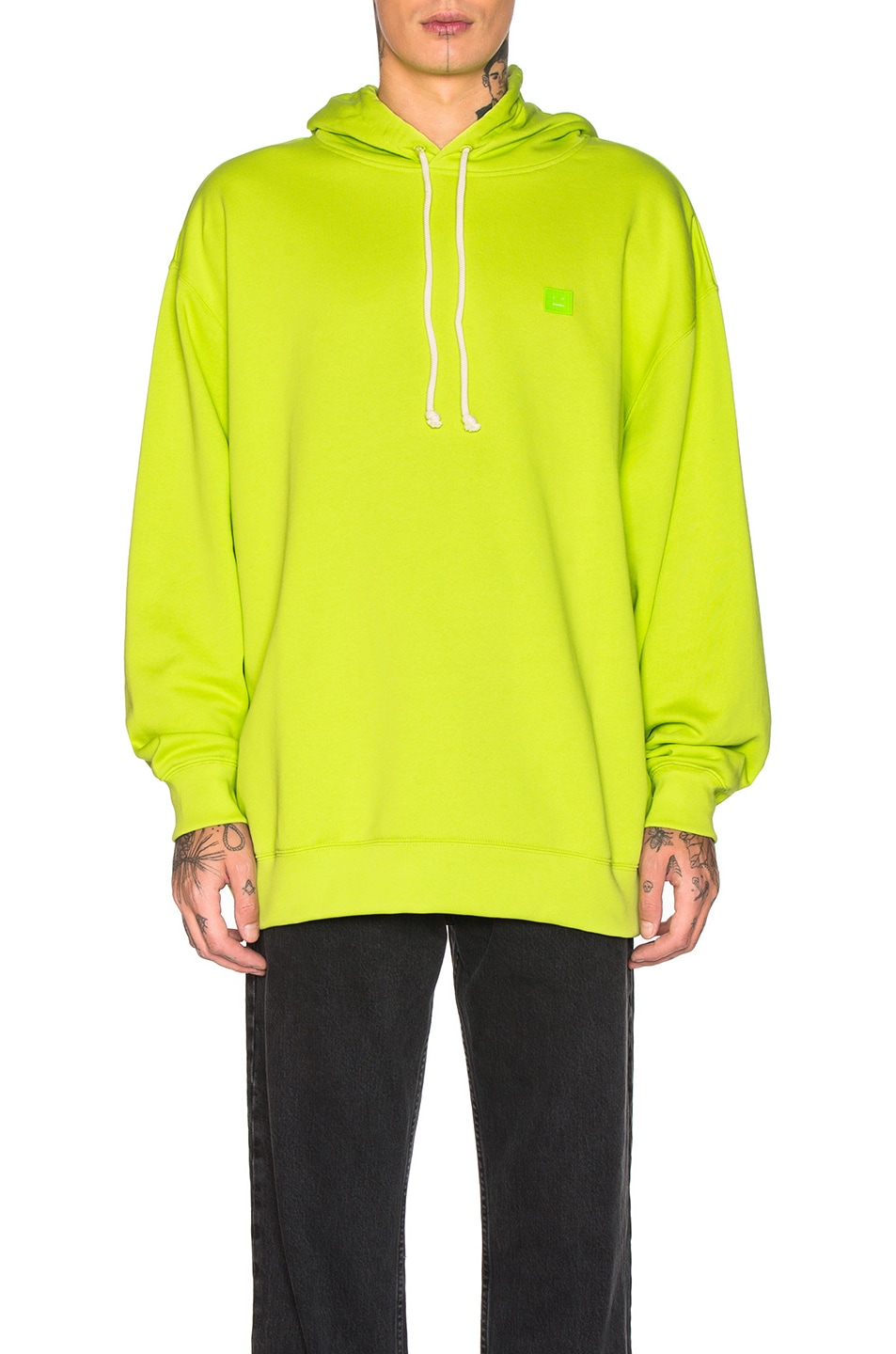 Image 1 of Acne Studios Farrin Face Hoodie in Lime Green