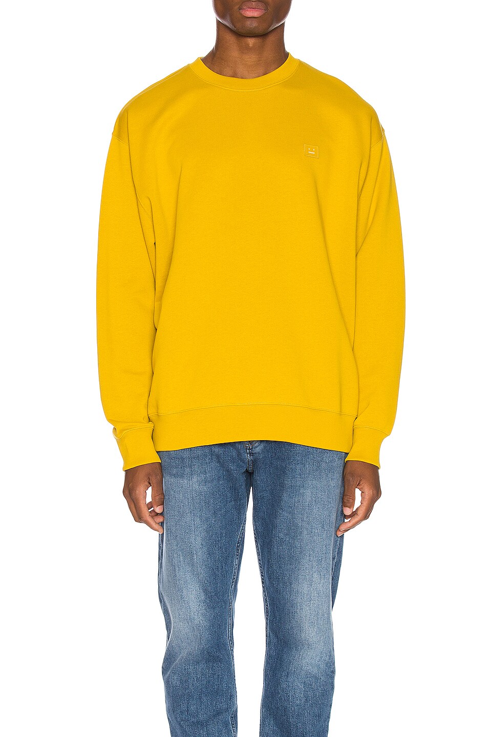 Image 1 of Acne Studios Forba Face Sweatshirt in Amber Yellow