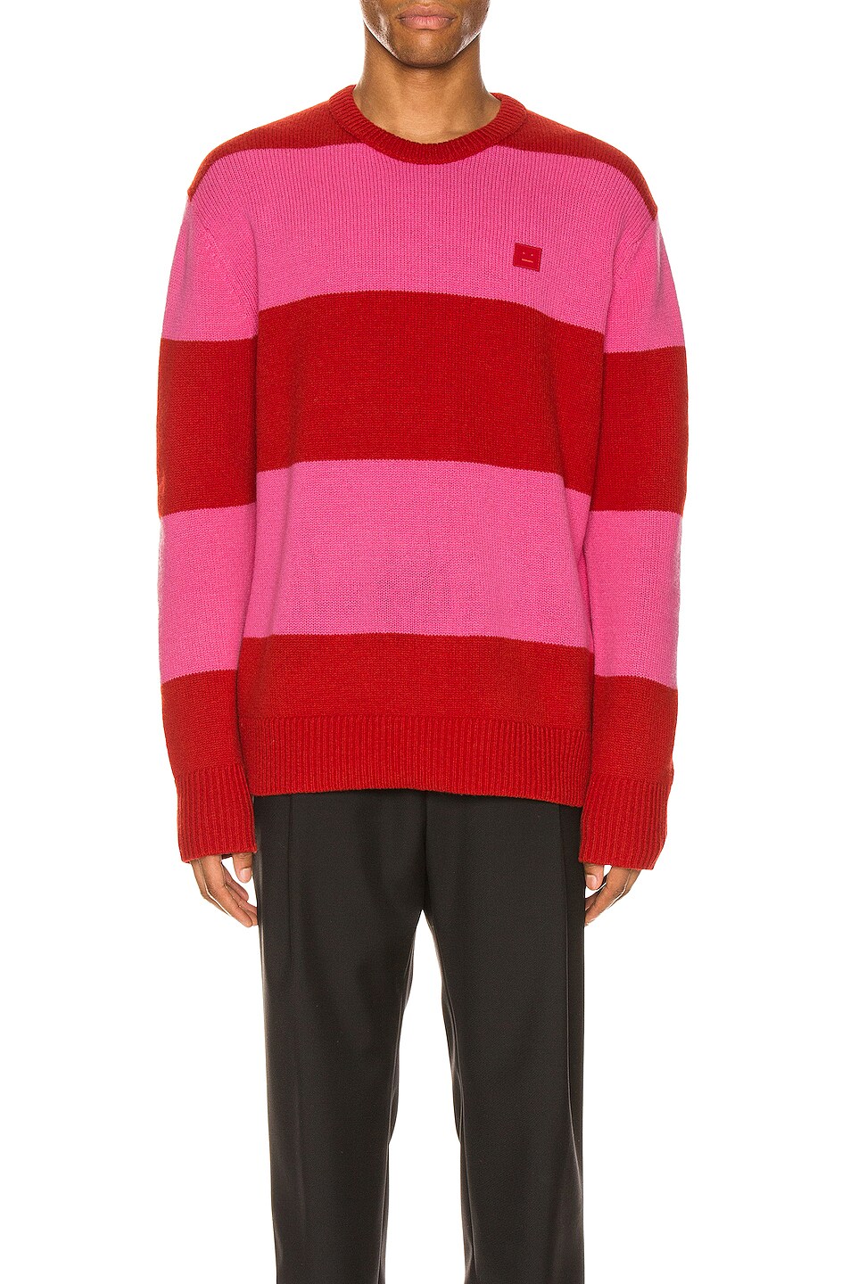 Image 1 of Acne Studios Stripe Sweater in Red & Bubblegum Pink